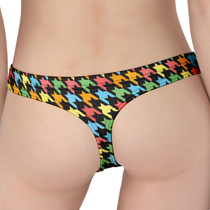 Colorful Houndstooth Print Women's Thong