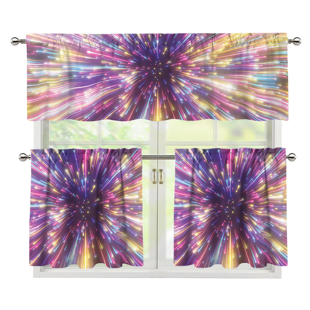Colorful Hyperspace Print 3 Piece Kitchen Curtains