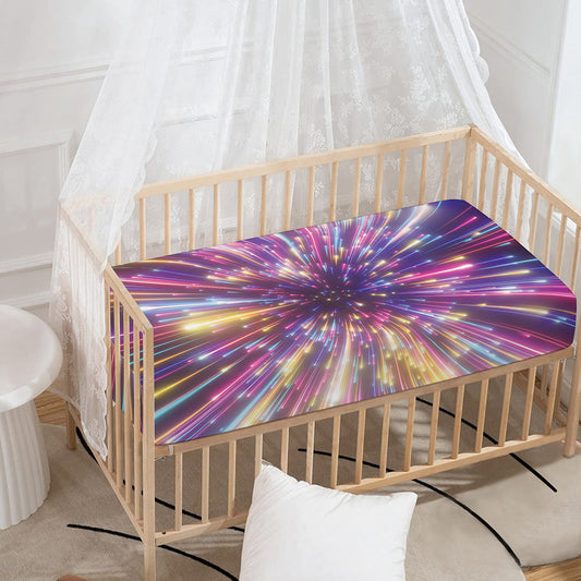 Colorful Hyperspace Print Baby Crib Sheet