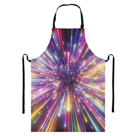 Colorful Hyperspace Print Bib Apron With Pocket
