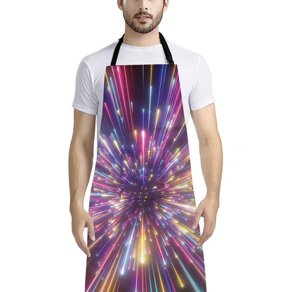 Colorful Hyperspace Print Bib Apron With Pocket
