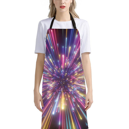 Colorful Hyperspace Print Bib Apron With Pocket