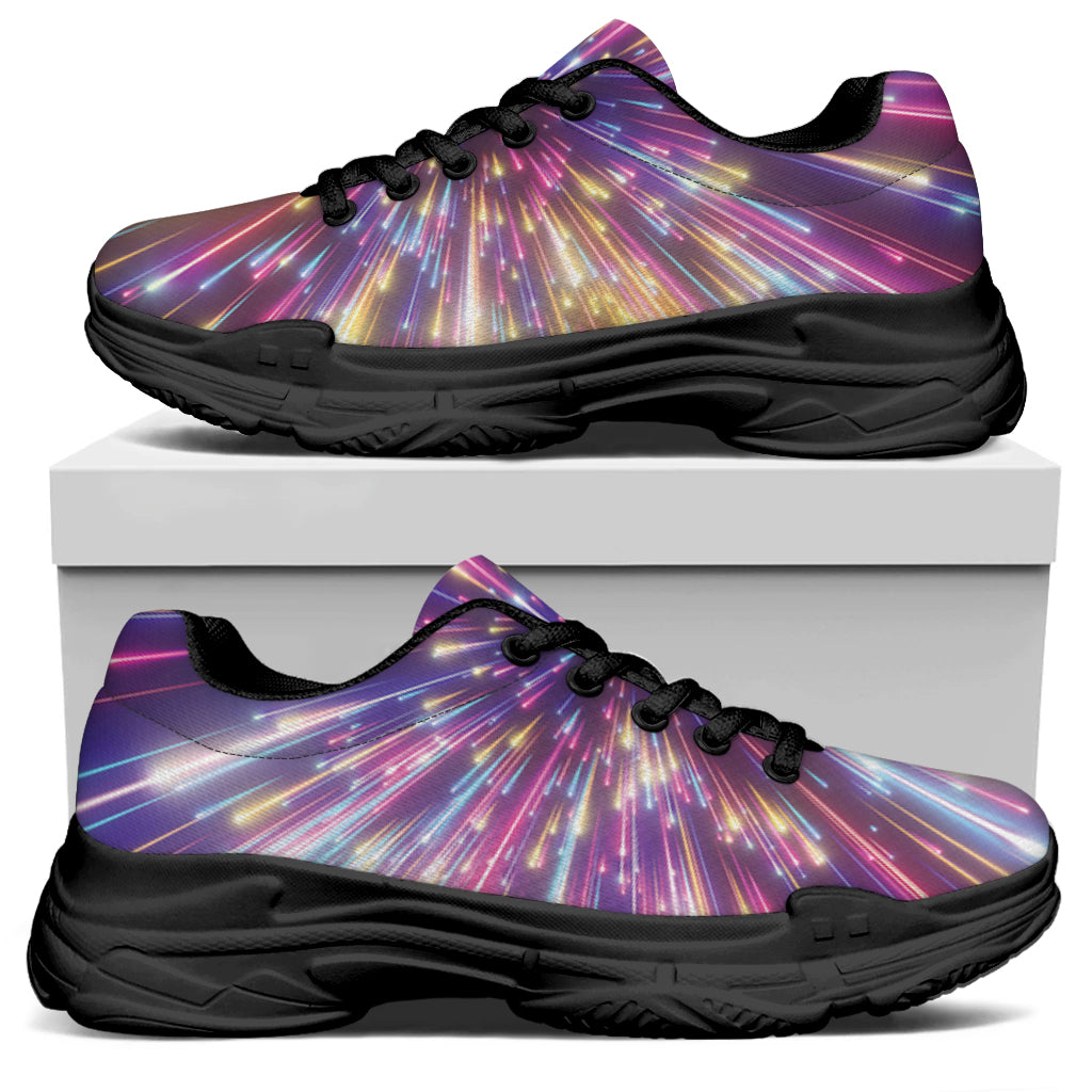 Colorful Hyperspace Print Black Chunky Shoes