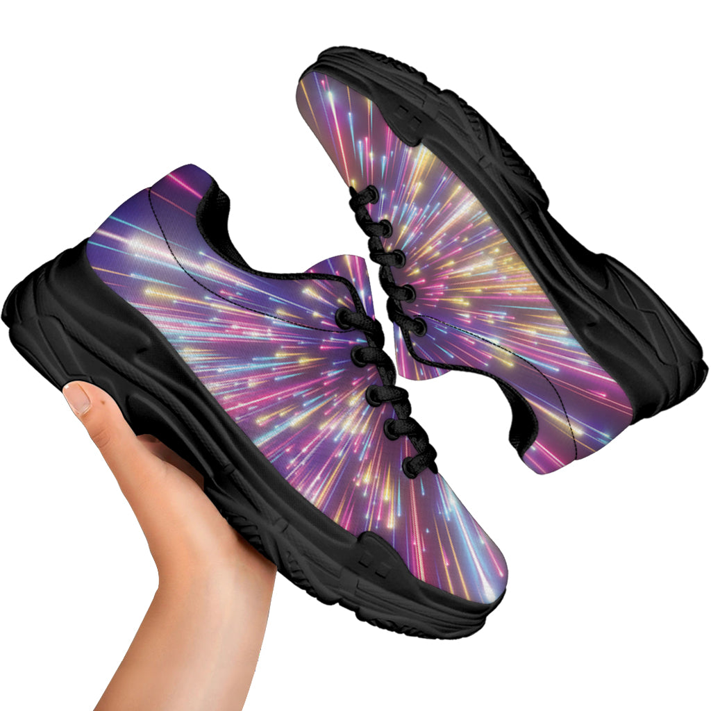 Colorful Hyperspace Print Black Chunky Shoes