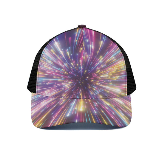 Colorful Hyperspace Print Black Mesh Trucker Cap