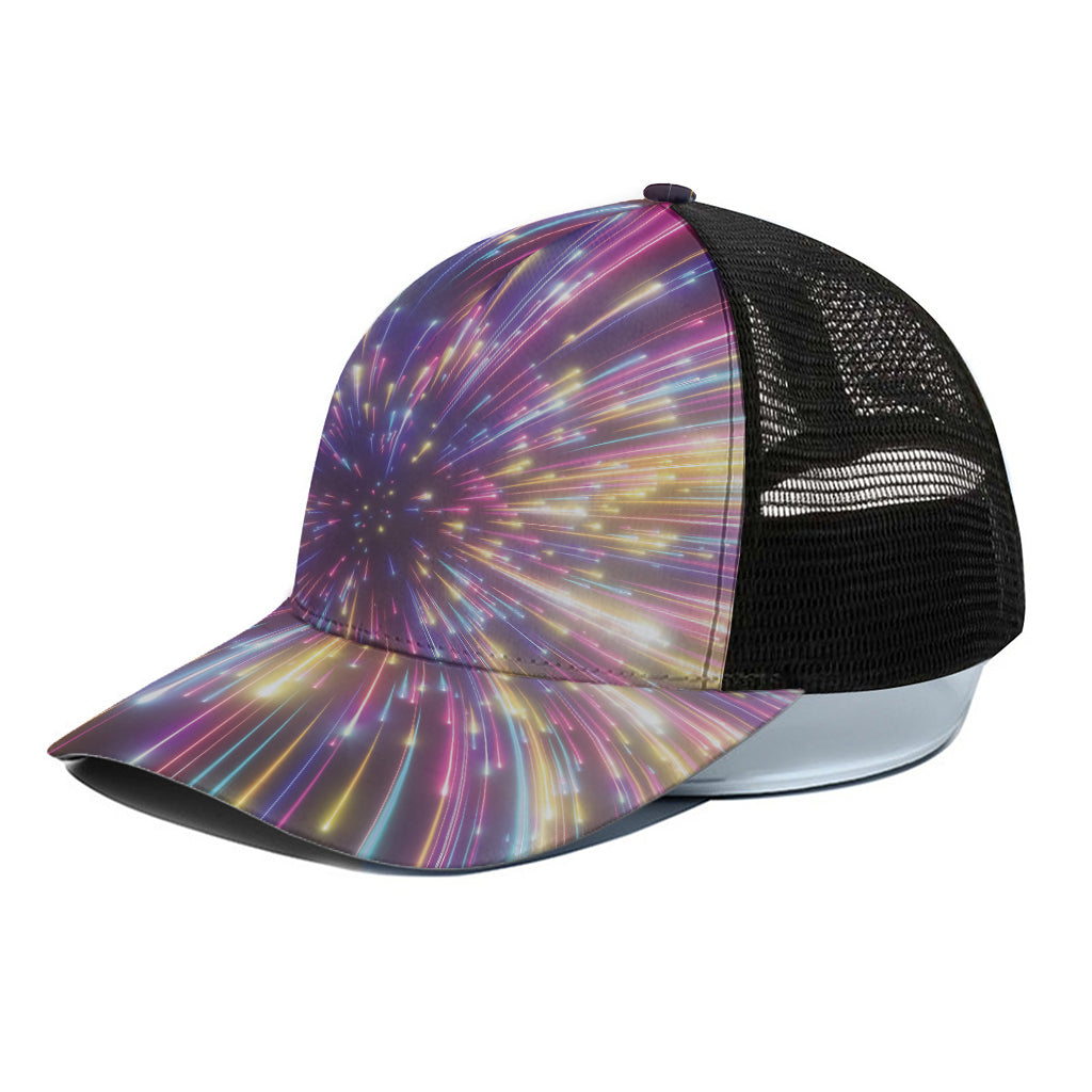 Colorful Hyperspace Print Black Mesh Trucker Cap