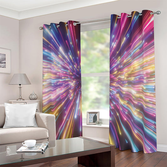 Colorful Hyperspace Print Blackout Grommet Curtains