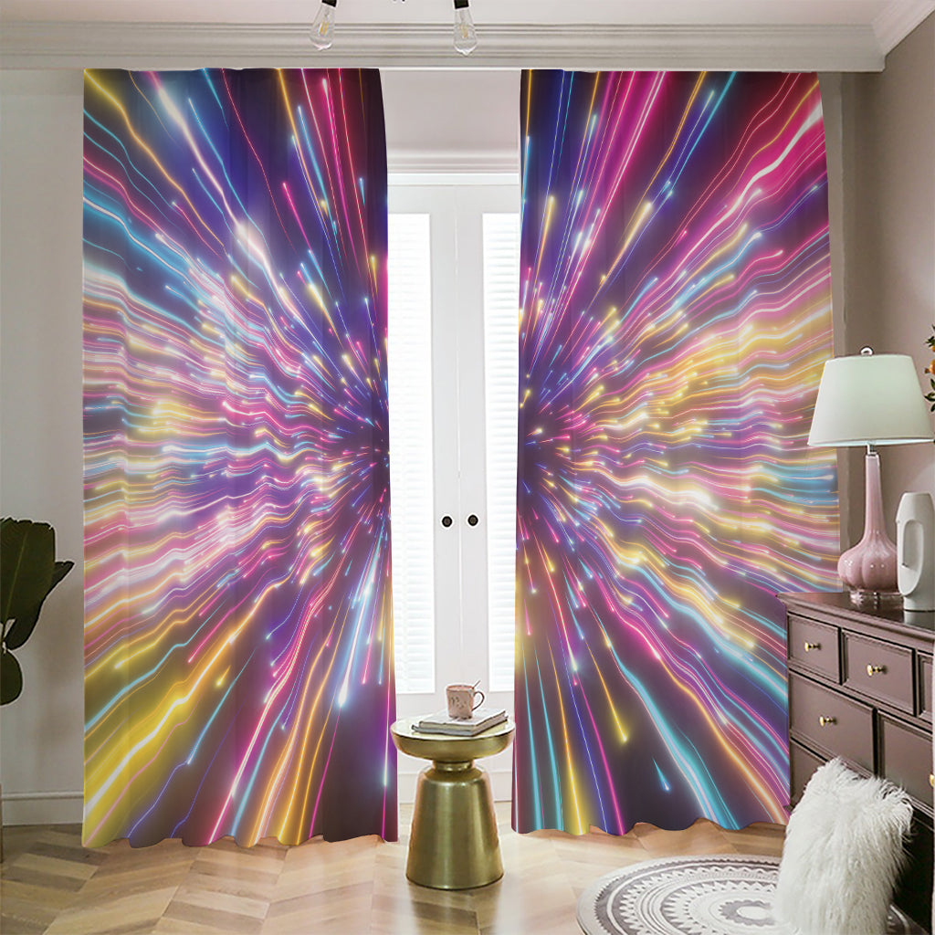 Colorful Hyperspace Print Blackout Pencil Pleat Curtains