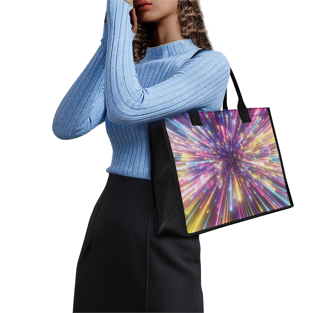 Colorful Hyperspace Print Canvas Tote Bag