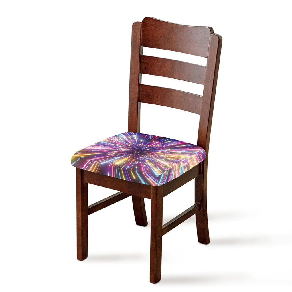 Colorful Hyperspace Print Chair Cushion Cover