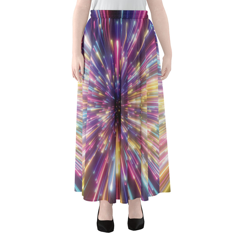 Colorful Hyperspace Print Chiffon Maxi Skirt