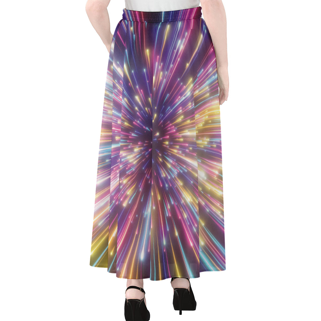 Colorful Hyperspace Print Chiffon Maxi Skirt