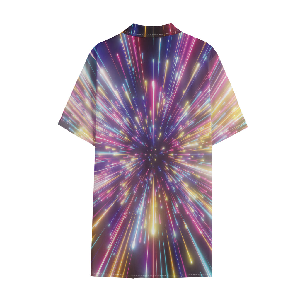Colorful Hyperspace Print Cotton Hawaiian Shirt