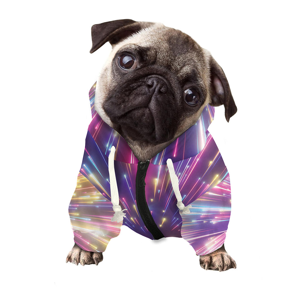 Colorful Hyperspace Print Dog Zip Up Hoodie