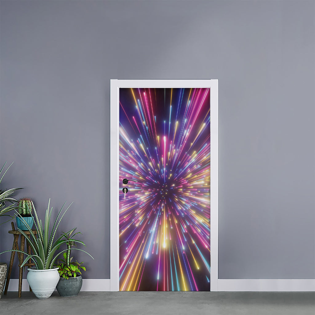 Colorful Hyperspace Print Door Sticker