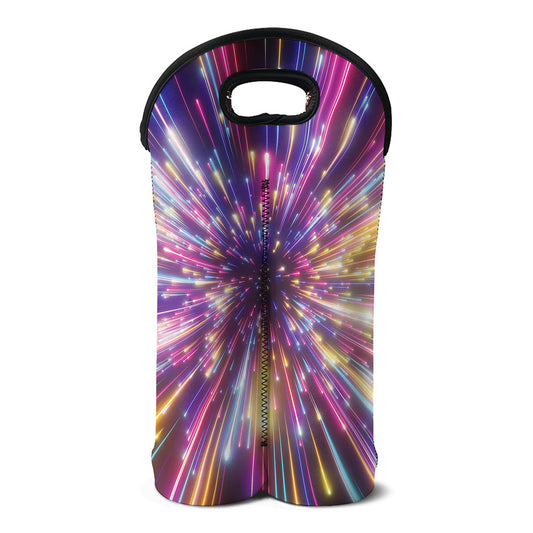 Colorful Hyperspace Print Double Neoprene Wine Tote