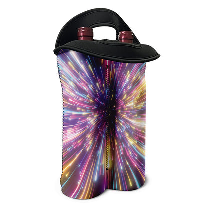 Colorful Hyperspace Print Double Neoprene Wine Tote