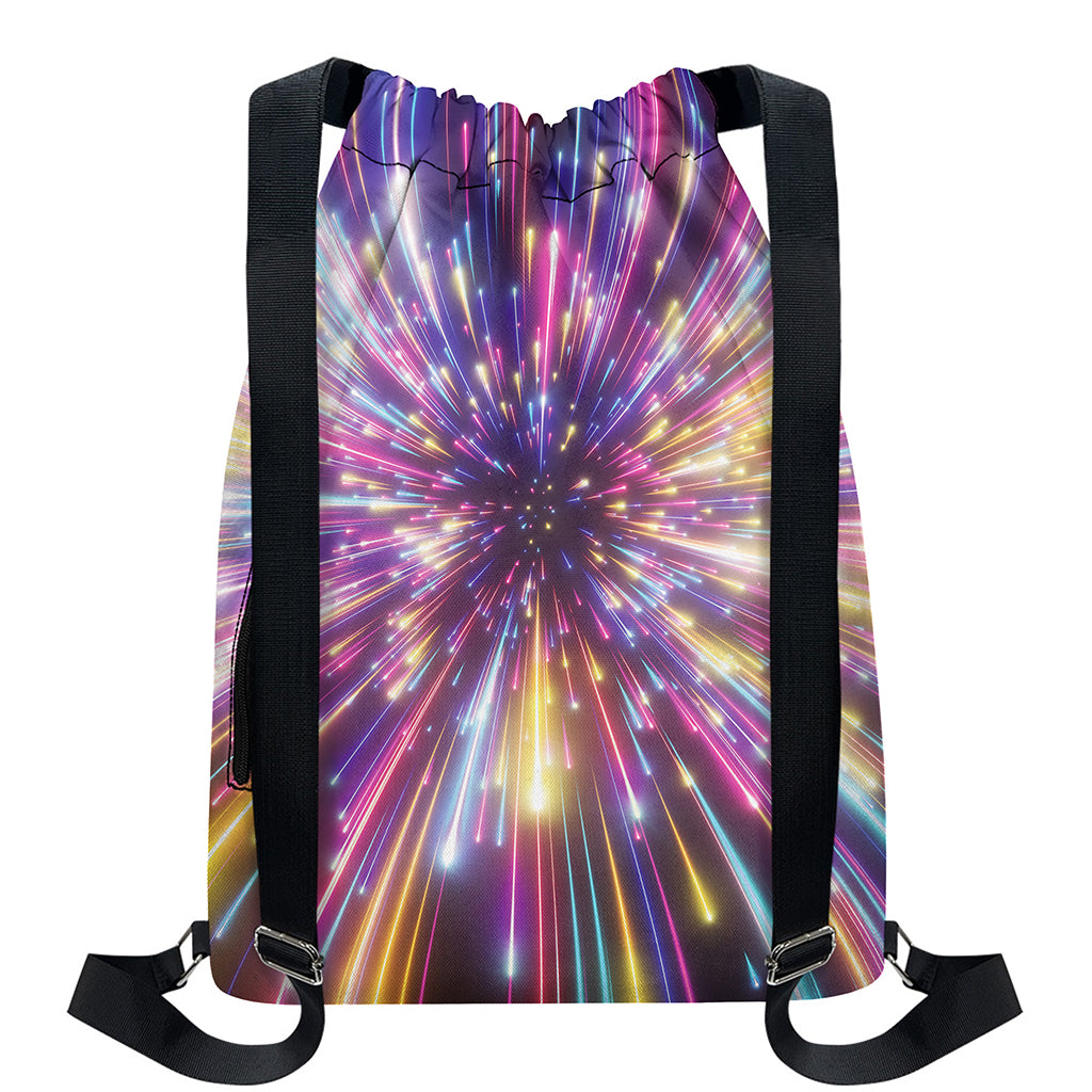 Colorful Hyperspace Print Drawstring Backpack