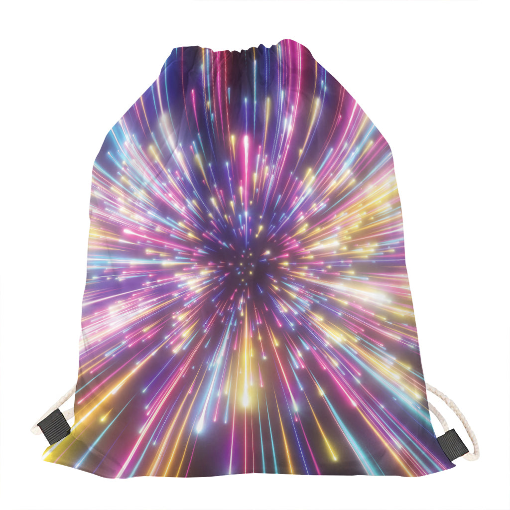 Colorful Hyperspace Print Drawstring Bag
