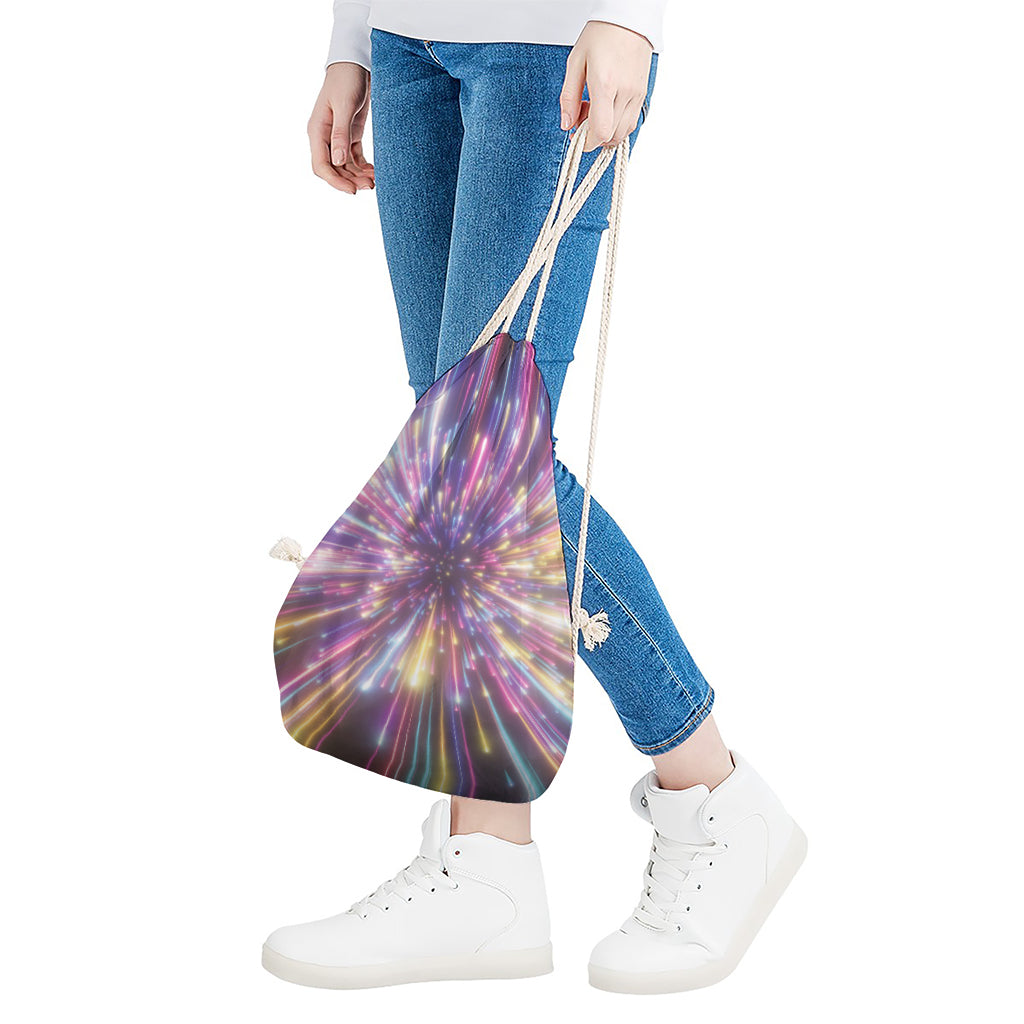 Colorful Hyperspace Print Drawstring Bag