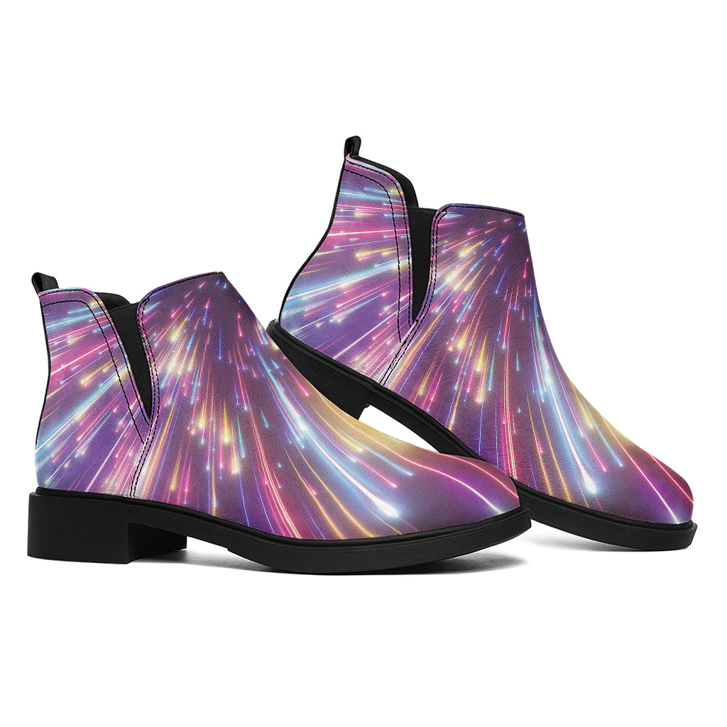 Colorful Hyperspace Print Flat Ankle Boots
