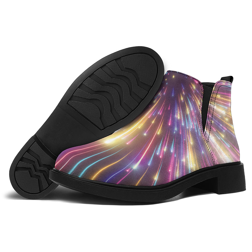 Colorful Hyperspace Print Flat Ankle Boots