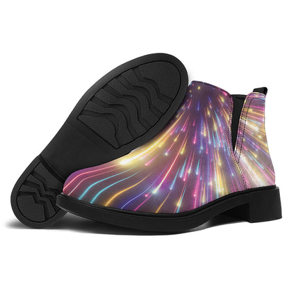 Colorful Hyperspace Print Flat Ankle Boots