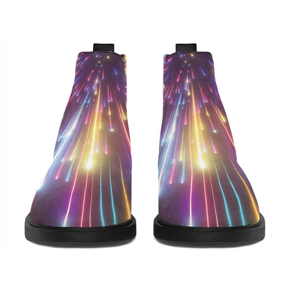 Colorful Hyperspace Print Flat Ankle Boots