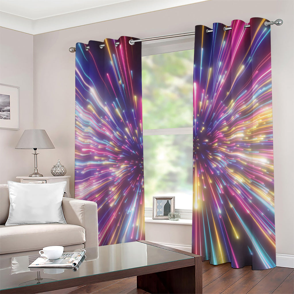 Colorful Hyperspace Print Grommet Curtains