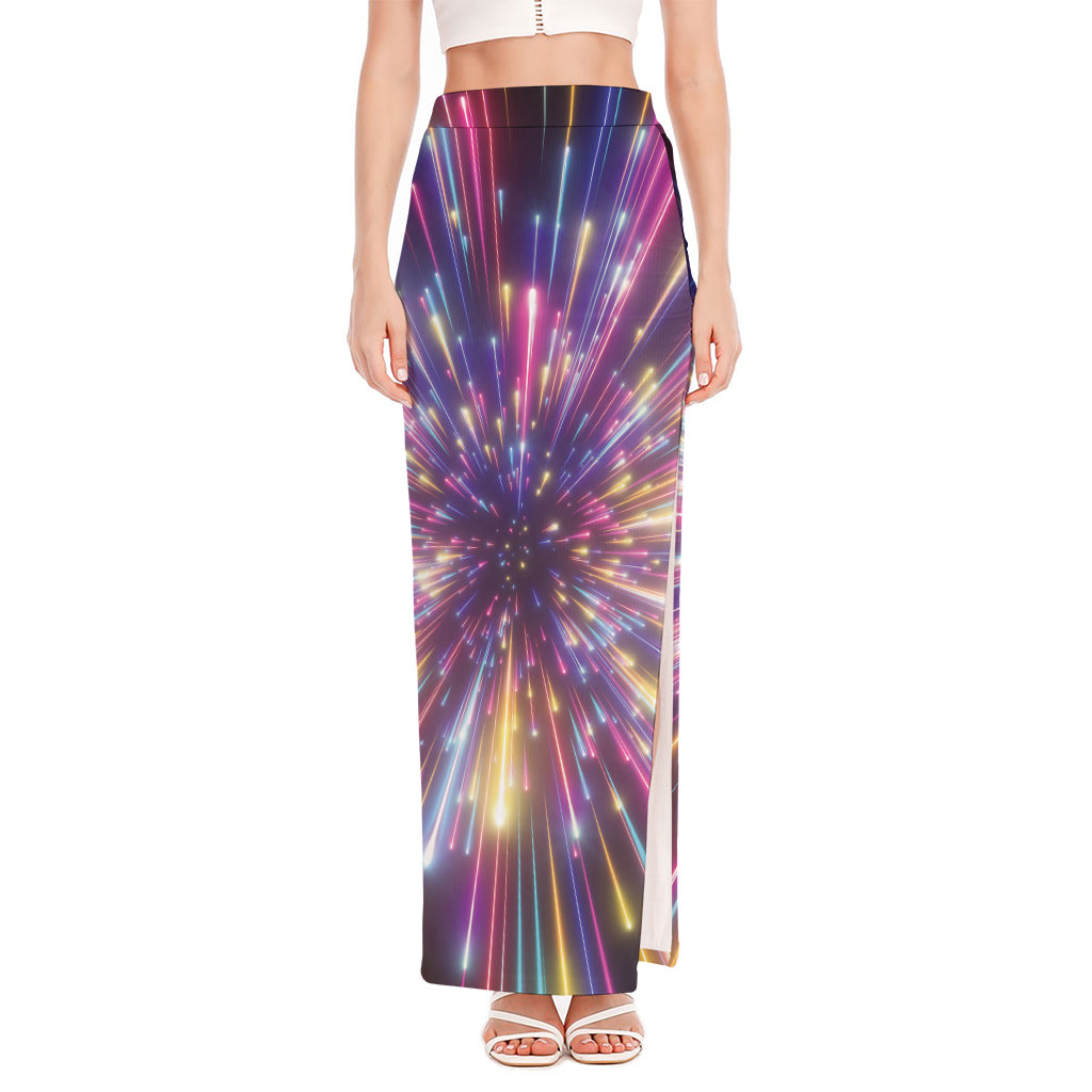 Colorful Hyperspace Print High Slit Maxi Skirt
