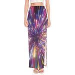 Colorful Hyperspace Print High Slit Maxi Skirt