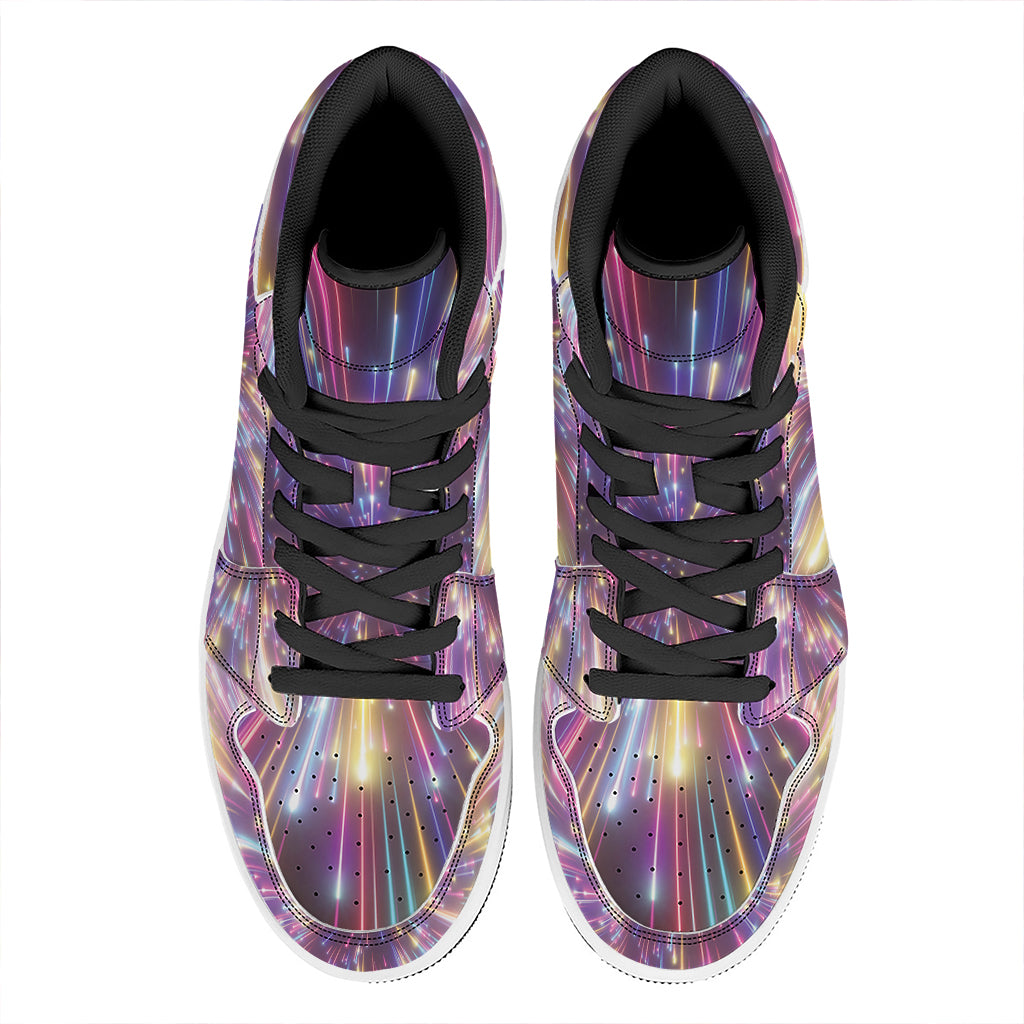 Colorful Hyperspace Print High Top Leather Sneakers