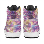 Colorful Hyperspace Print High Top Leather Sneakers