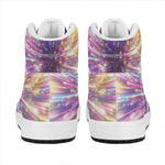 Colorful Hyperspace Print High Top Leather Sneakers