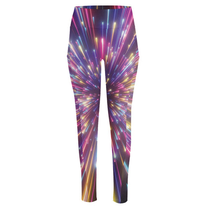 Colorful Hyperspace Print High-Waisted Pocket Leggings