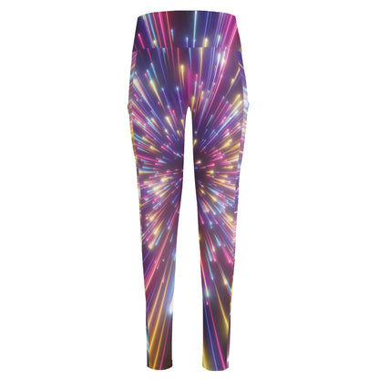 Colorful Hyperspace Print High-Waisted Pocket Leggings