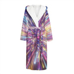 Colorful Hyperspace Print Hooded Bathrobe