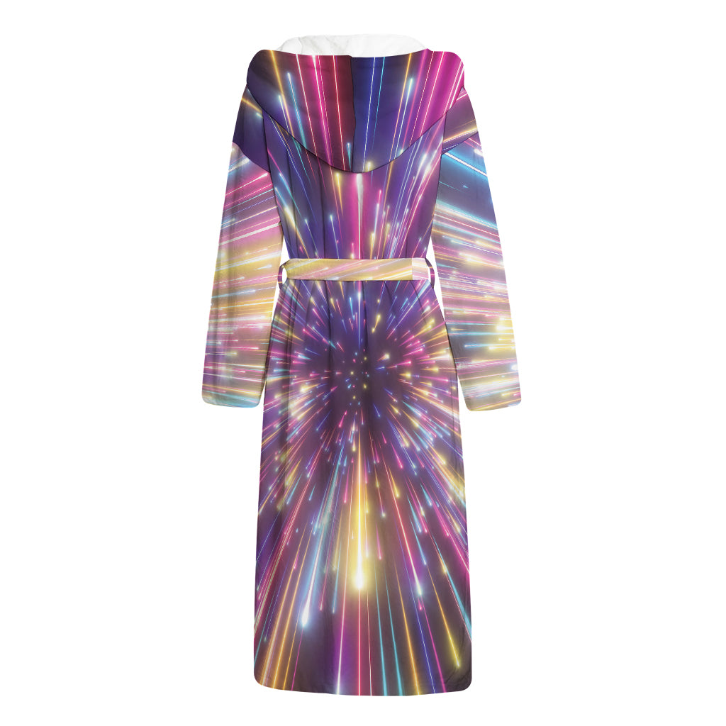 Colorful Hyperspace Print Hooded Bathrobe