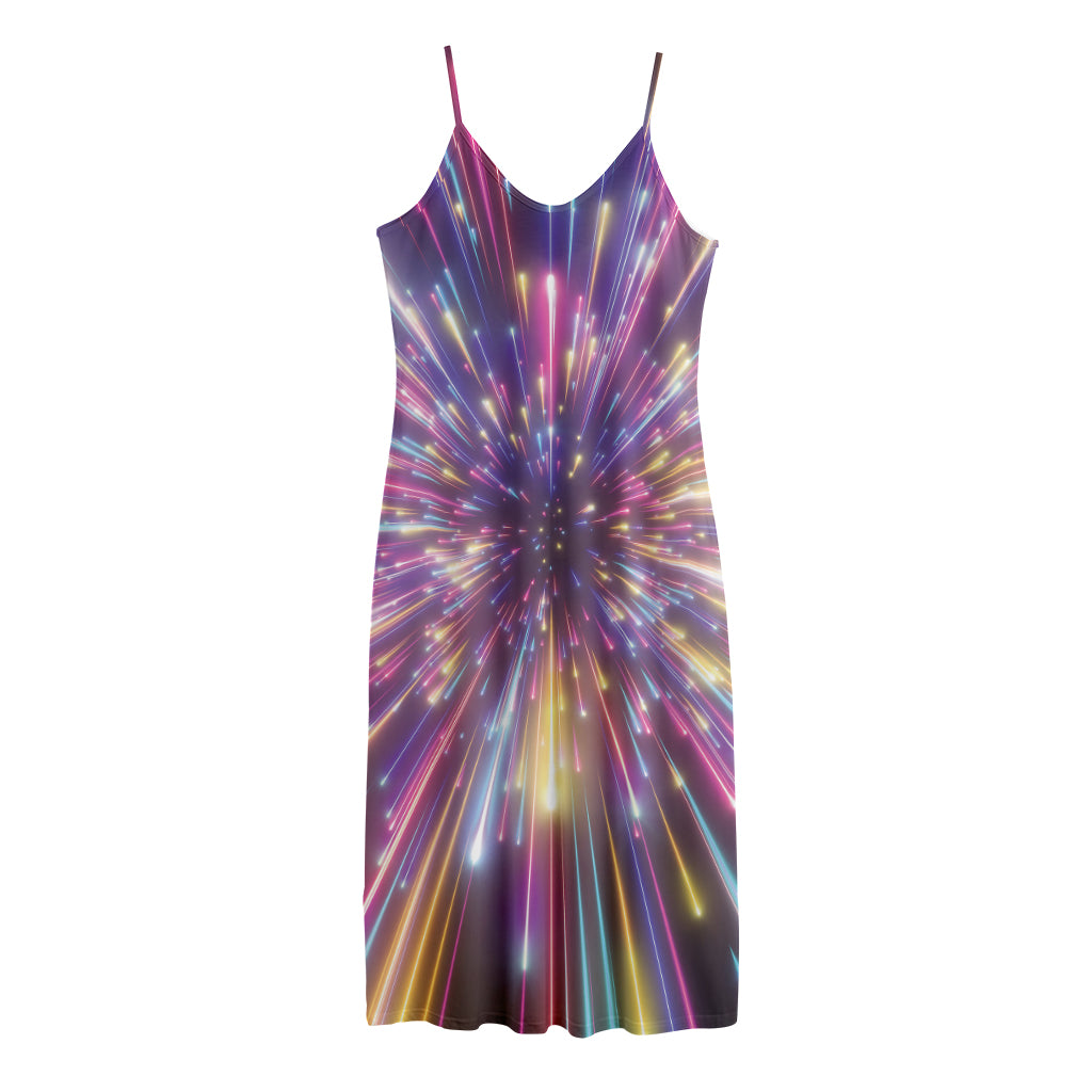 Colorful Hyperspace Print Jersey Midi Cami Dress