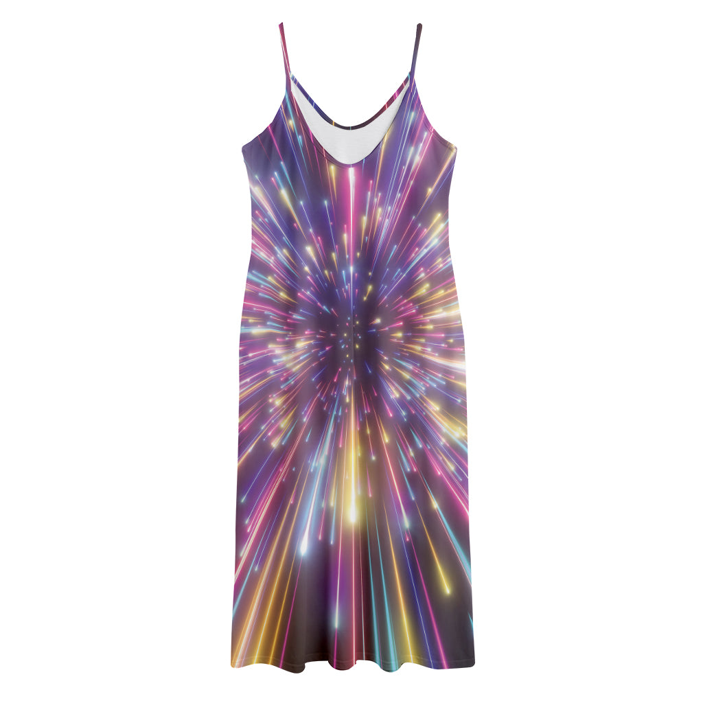 Colorful Hyperspace Print Jersey Midi Cami Dress
