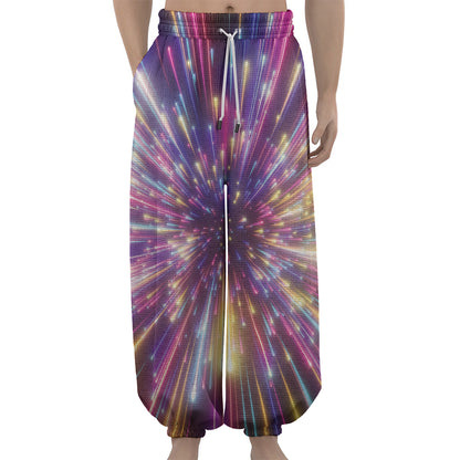 Colorful Hyperspace Print Lantern Pants