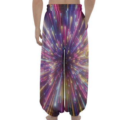 Colorful Hyperspace Print Lantern Pants