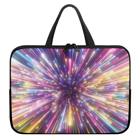 Colorful Hyperspace Print Laptop Sleeve With Handle