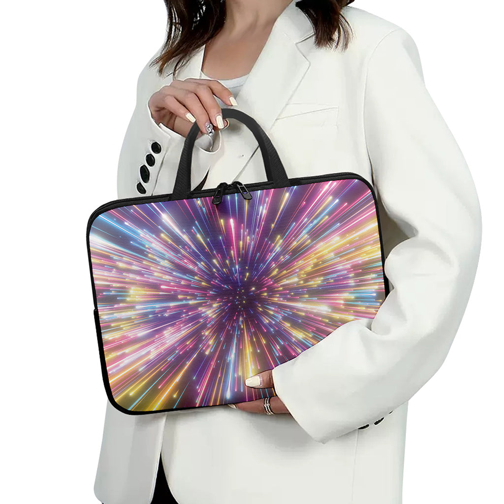Colorful Hyperspace Print Laptop Sleeve With Handle