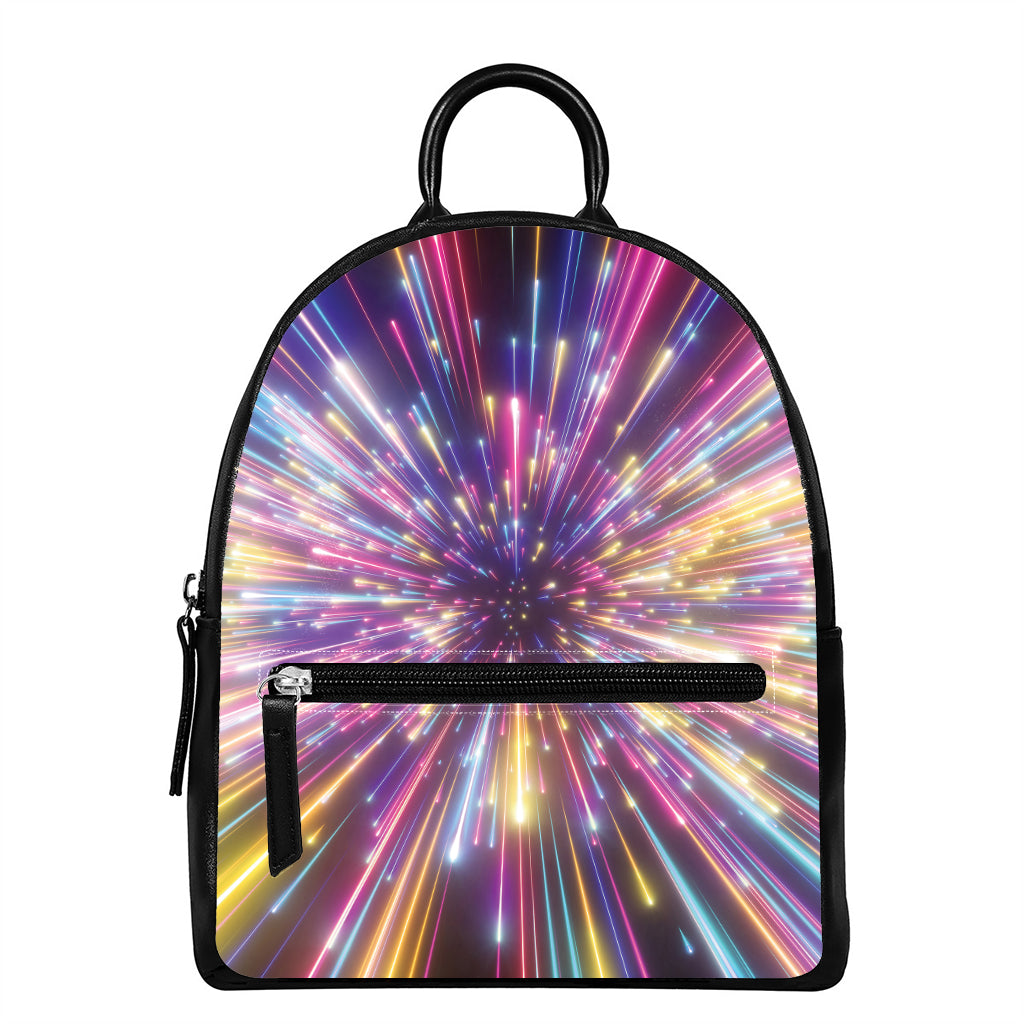 Colorful Hyperspace Print Leather Backpack