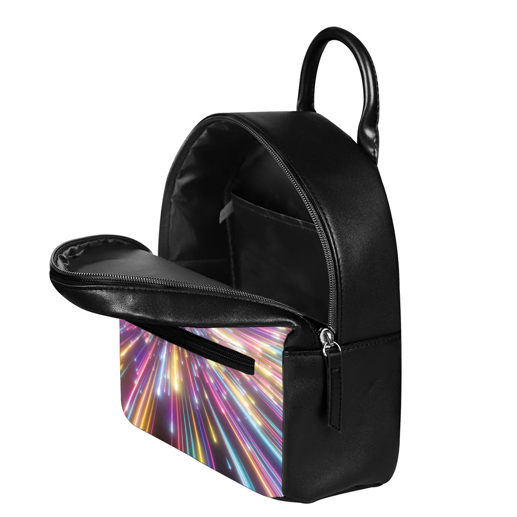 Colorful Hyperspace Print Leather Backpack