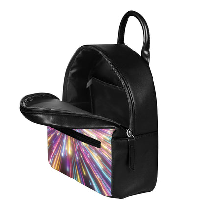 Colorful Hyperspace Print Leather Backpack