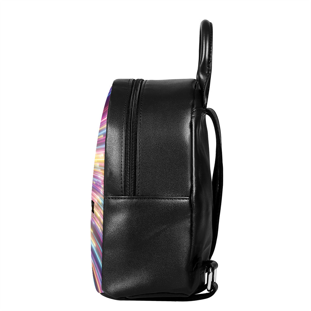 Colorful Hyperspace Print Leather Backpack