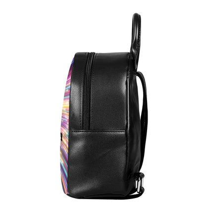 Colorful Hyperspace Print Leather Backpack