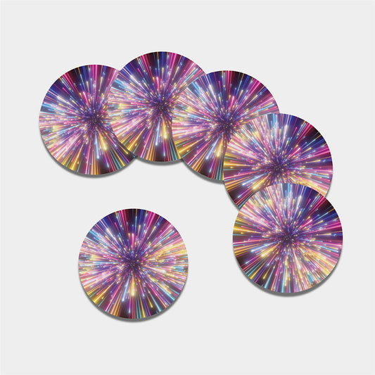 Colorful Hyperspace Print Leather Coaster Set